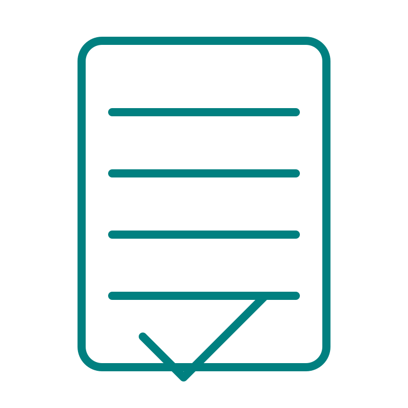 Icon of a document with a checkmark, representing completed systems mapping.